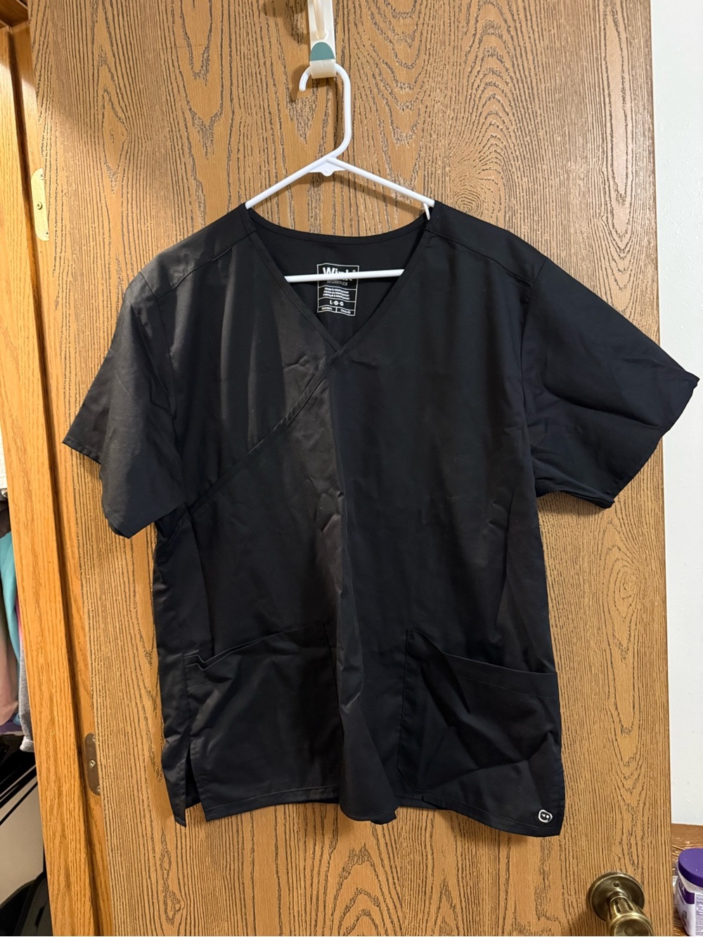 WonderWink Black Women's Short Sleeve Scrub Top